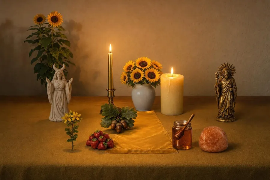 A Litha altar made in the Altar Builder
