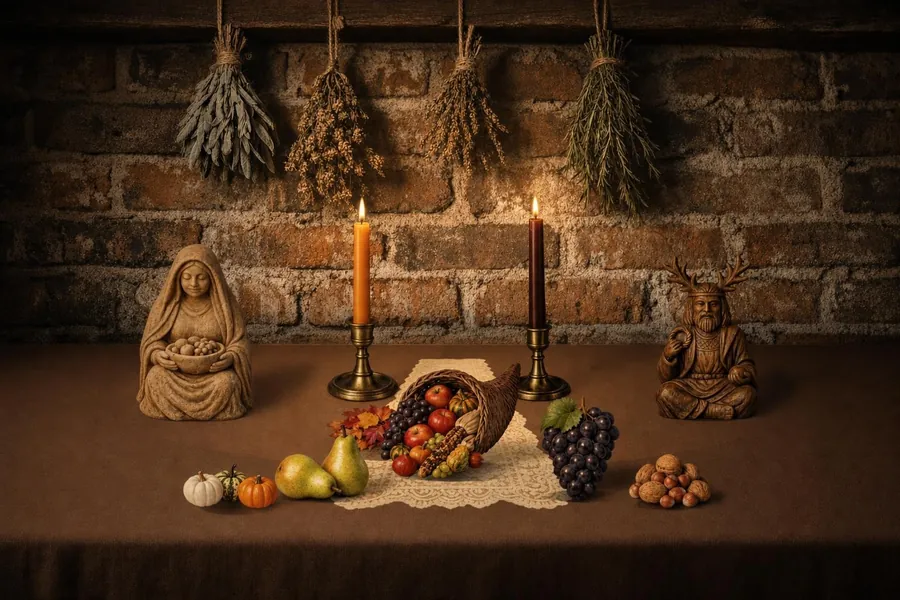 A Mabon altar made in the Altar Builder