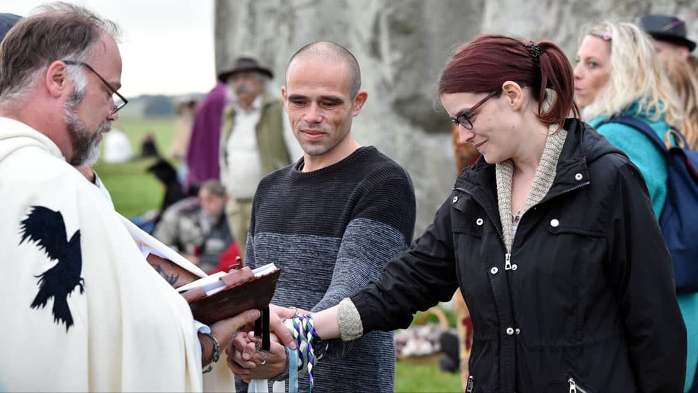 Wiccan Handfasting ceremony during Beltane holiday