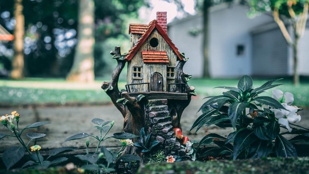 a faery house in a home garden