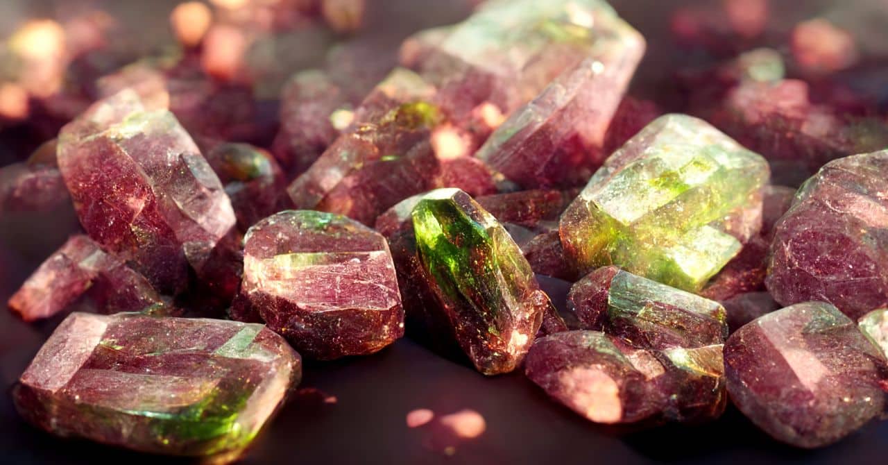 Set of Shiny Tourmalines Together