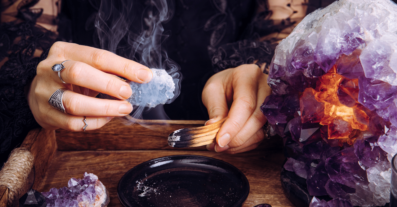 Burning Incense for Cleansing Crystal
