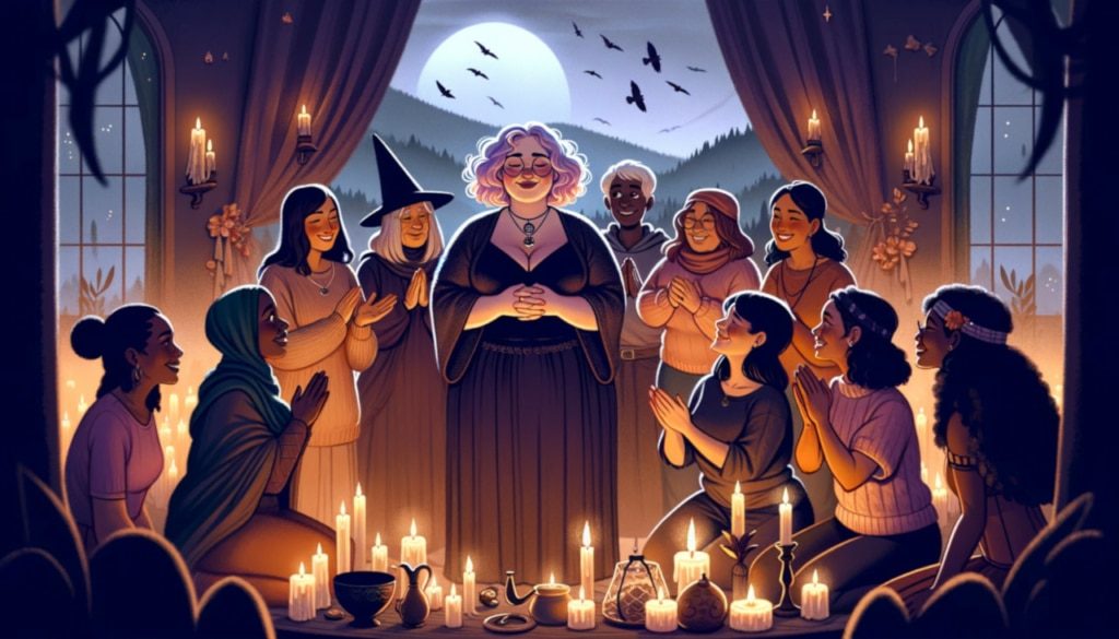 A group of witches sharing experiences