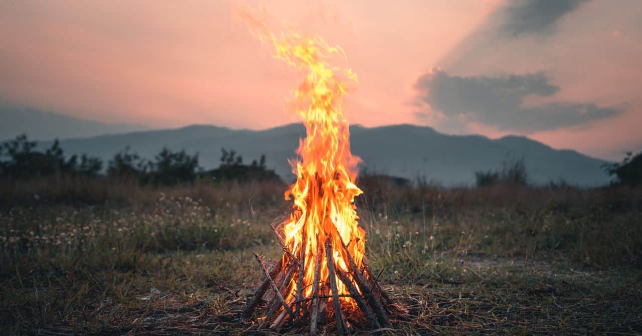 Bonfire on the field