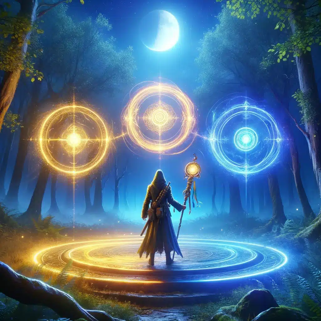A Man look at Three Distinct Rings of Light