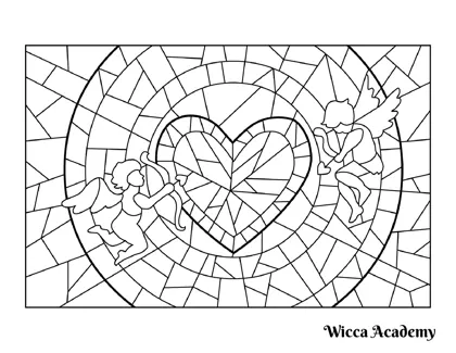 Cupid and Hearts Stained Glass