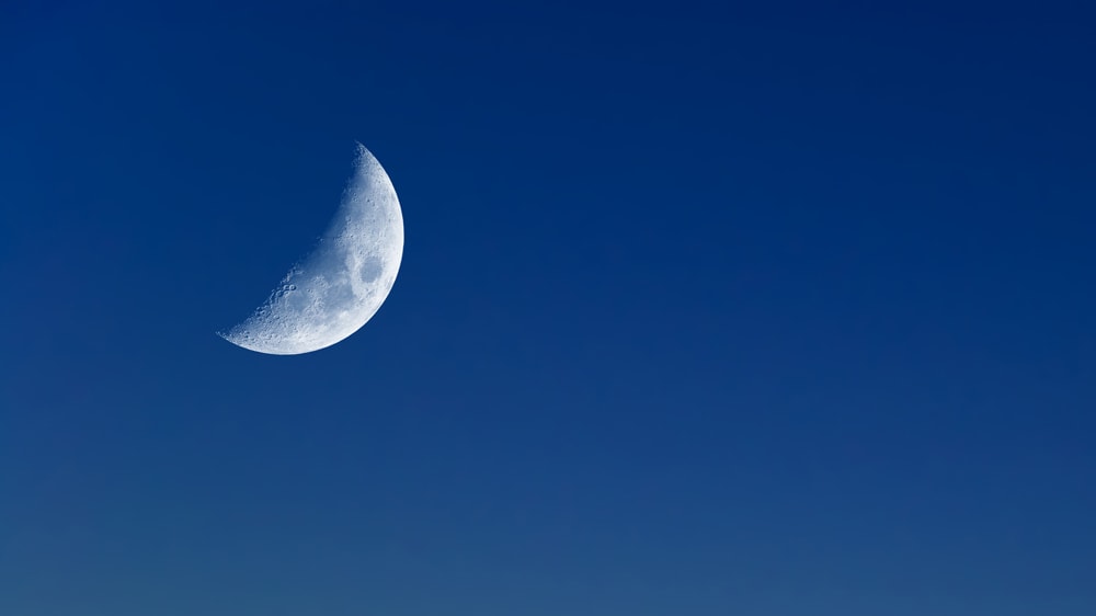 First Quarter Moon Phase in the Fading Light