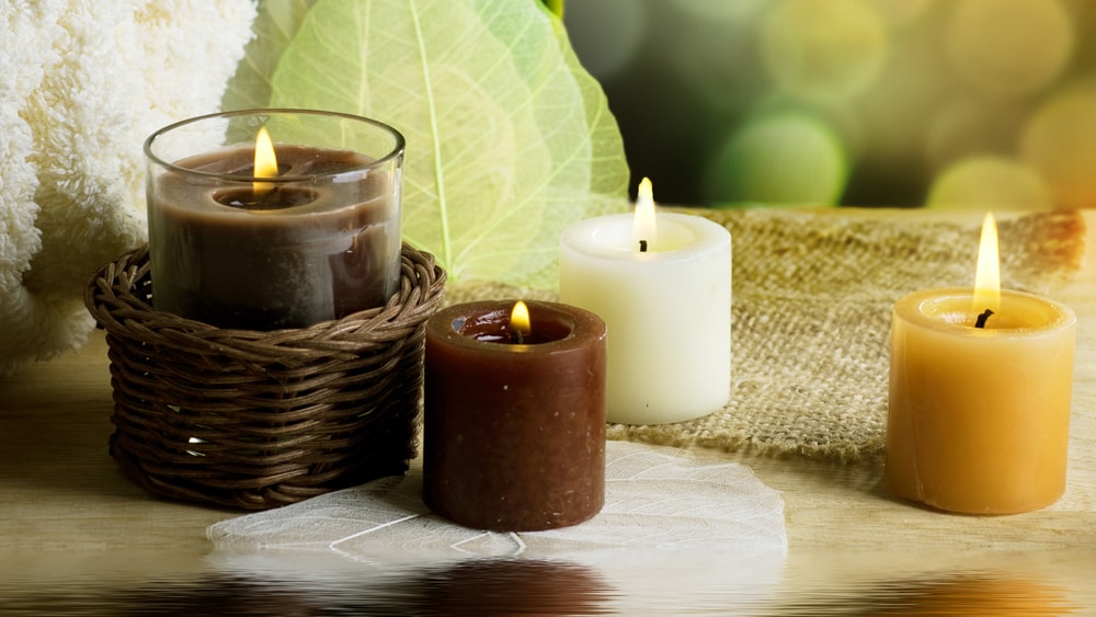 Brown candles with a calming background