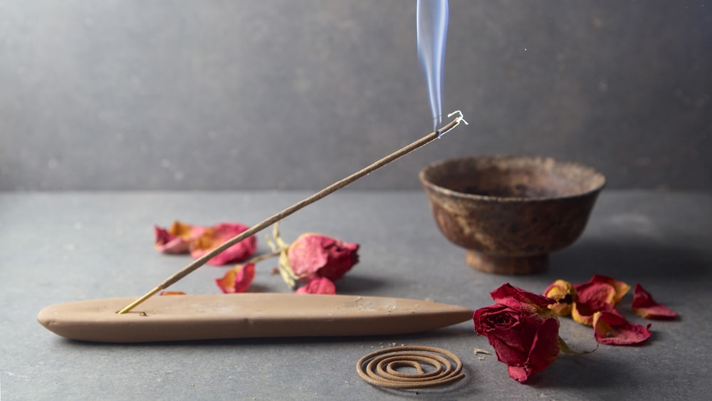 A stick of burning incense