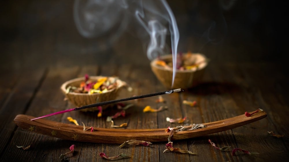 a burning stick of incense