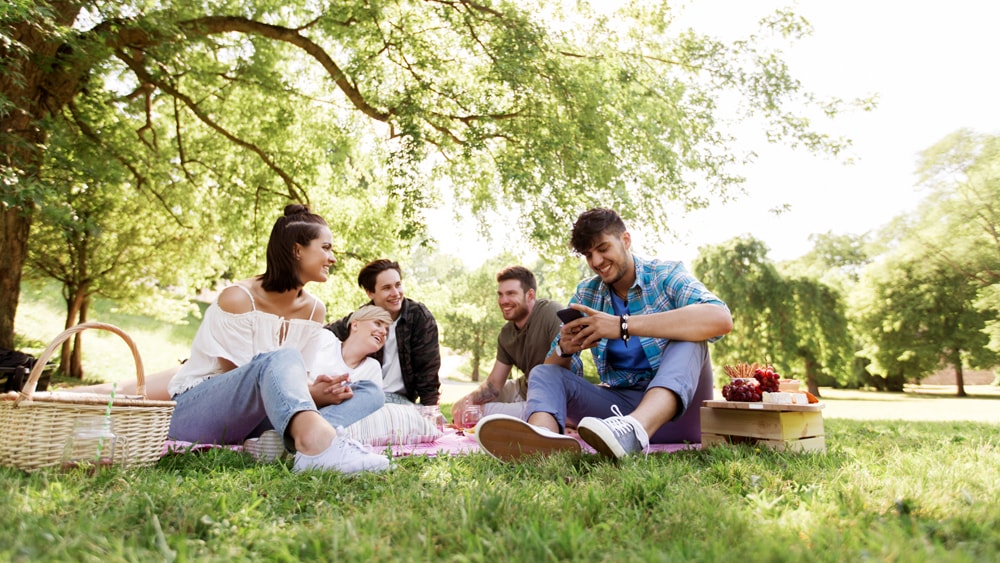 A group of people enjoying a picnic in the park