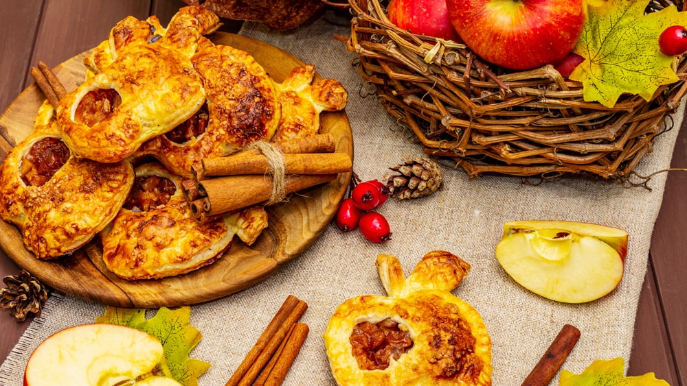 Apple pastries surrounded by Fall themed decor