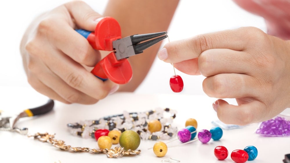 Jewelry being made with beads and wire