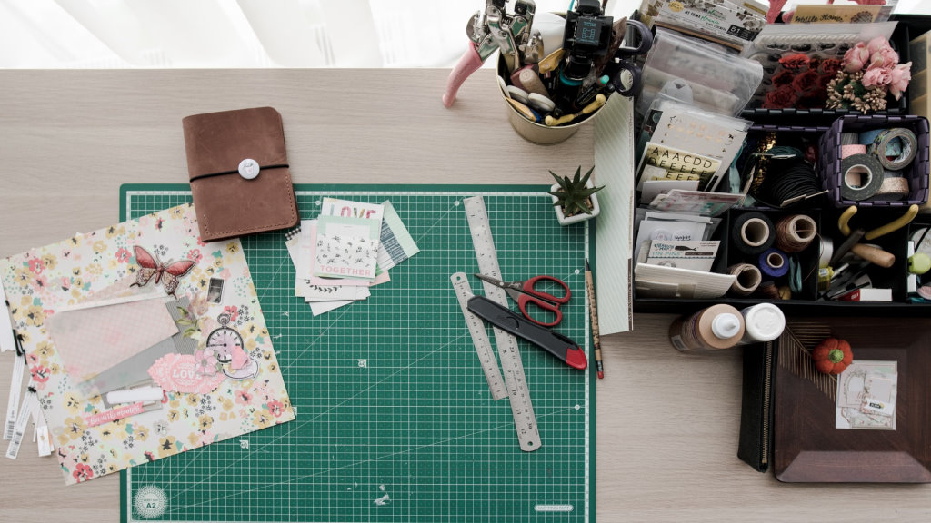 A well organized craft table