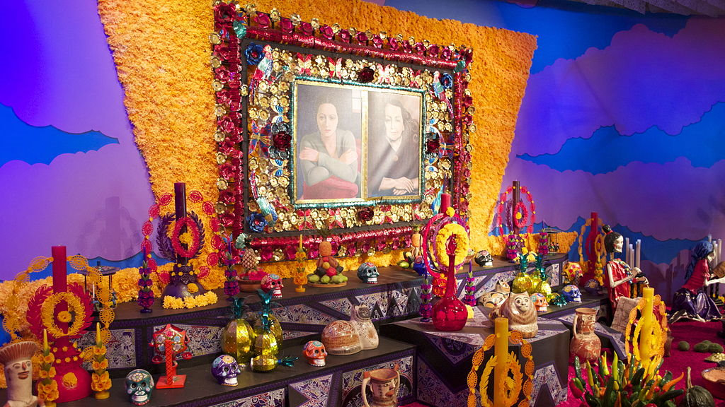 An ancestor altar at a Dia de Los Muertos celebration