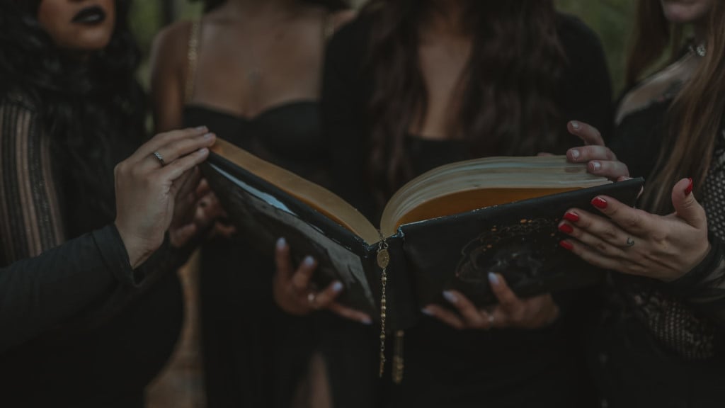 A group of witches holding a magickal book