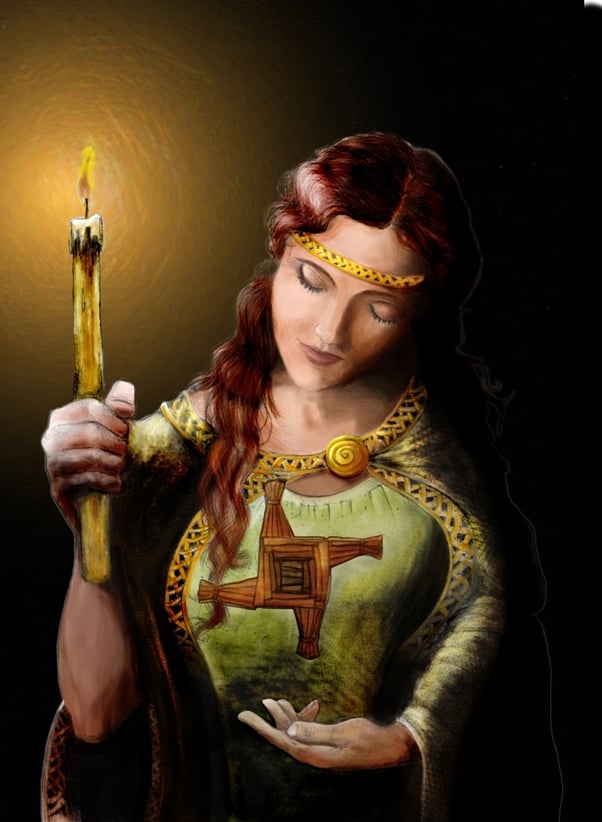 Illustration of the goddess Brigid by Eltzero