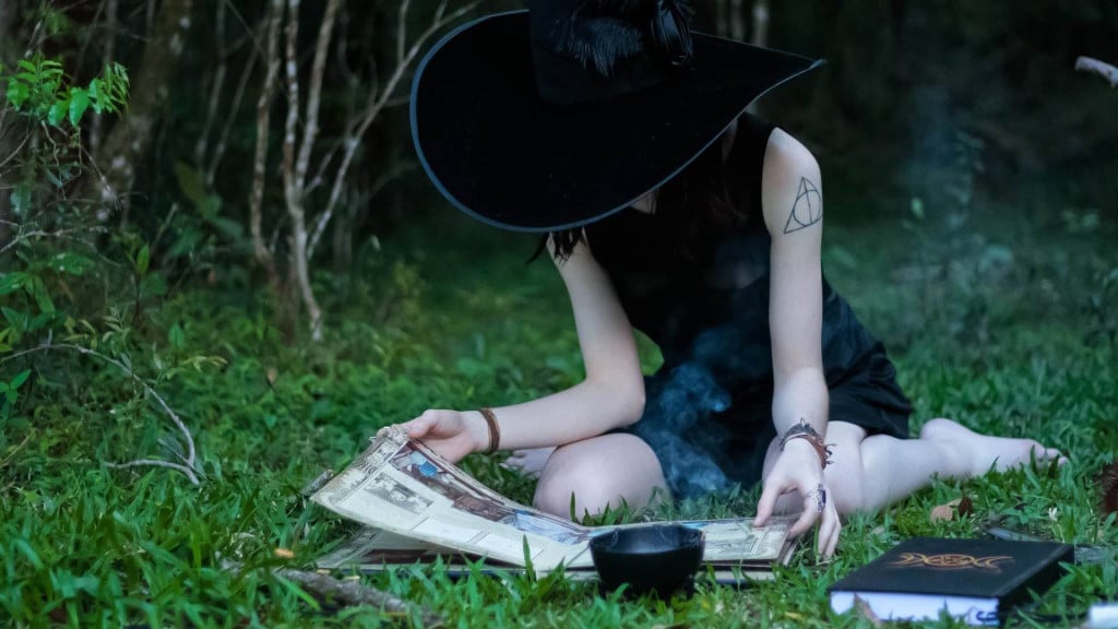 A witch reading a book