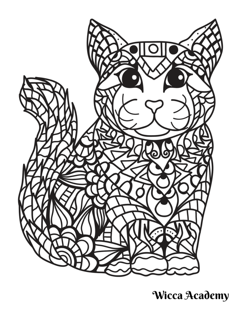 Zentangle Cat Coloring Page