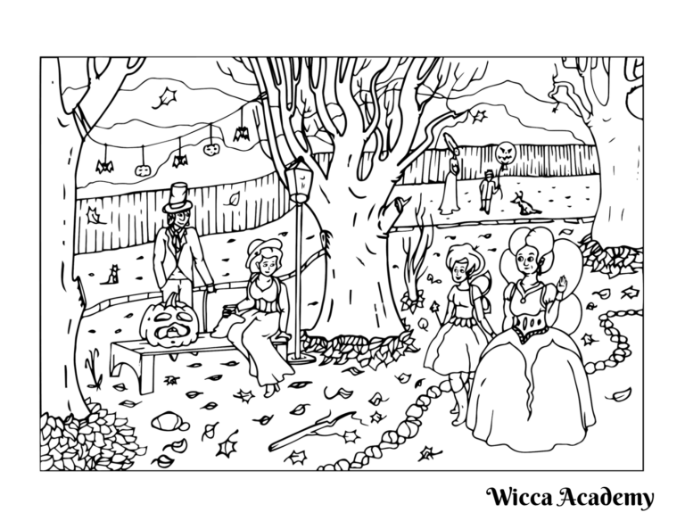 Halloween Ball Part with Fairies Coloring Page