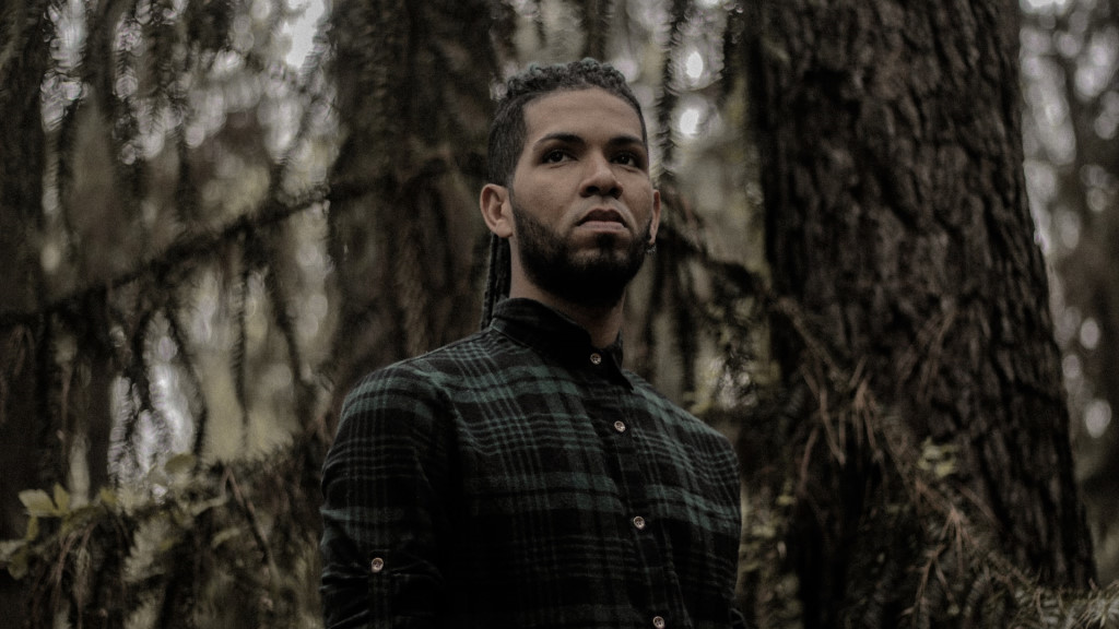 A man walking through the forest