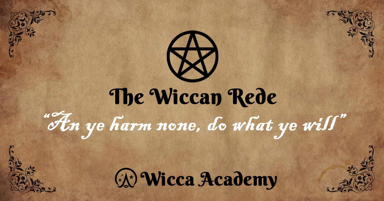 Main words of The Wiccan Rede on old paper