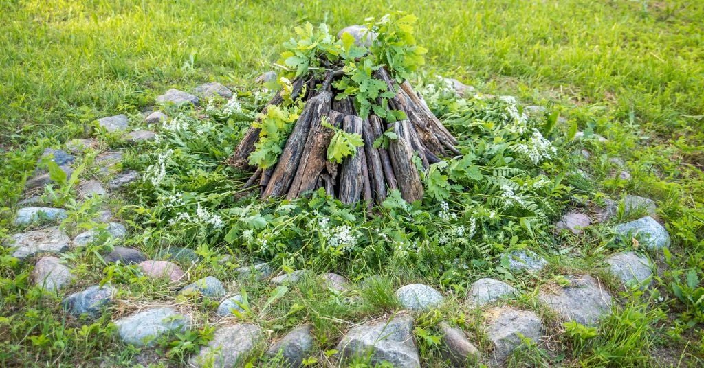 Bonfire on a green Field