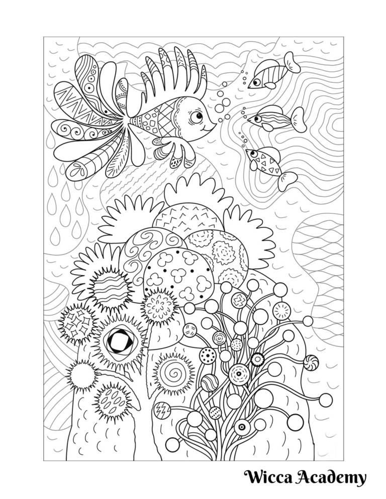 Lionfish in Coral Reef Coloring Page