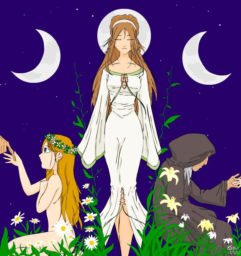 The Hecate Goddess Art with Moon