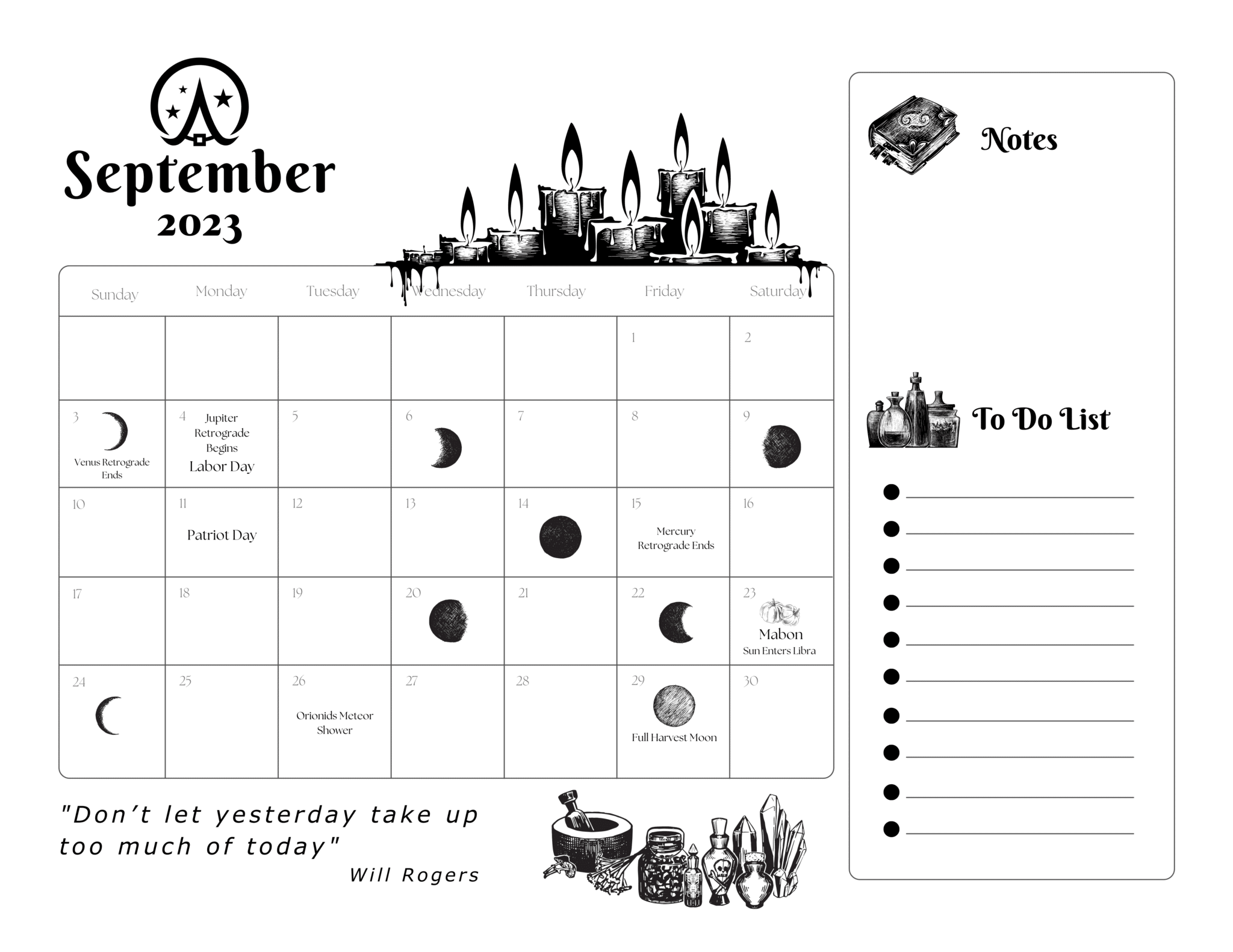 Monthly Calendars - Wicca Academy