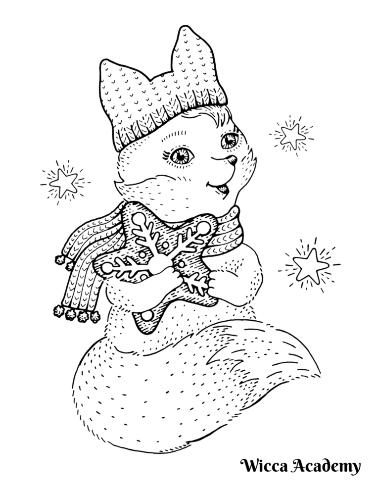 Fox in Winter Coloring Page