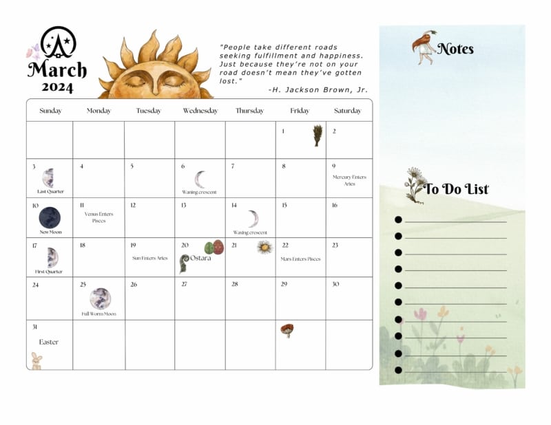 Monthly Calendars - Wicca Academy