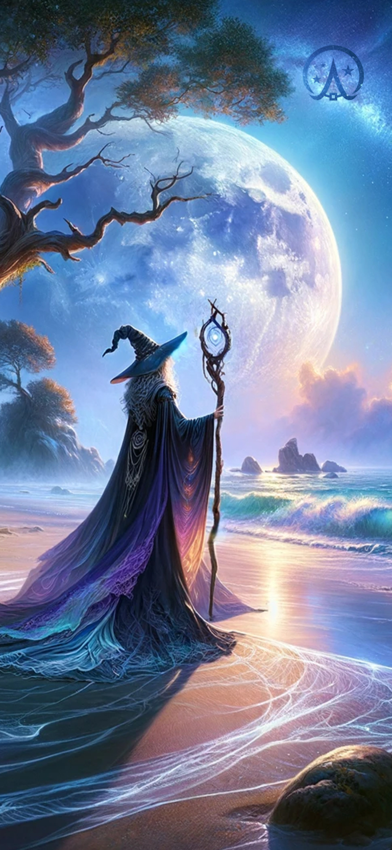 Wicca Academy Witch On The Beach Mobile Background