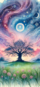 Wicca Academy Watercolor Tree Mobile Background