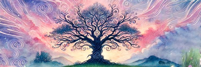 Wicca Academy Watercolor Tree Twitter Background
