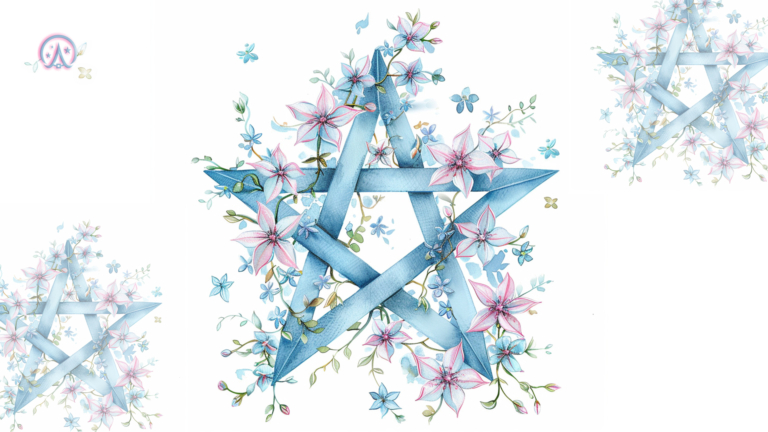 Wicca Academy Flower Pentagram Desktop Background